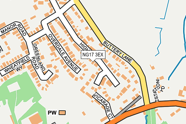 NG17 3EX map - OS OpenMap – Local (Ordnance Survey)