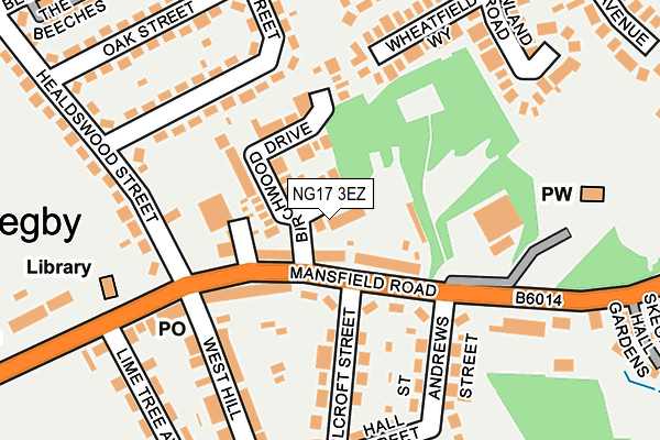 NG17 3EZ map - OS OpenMap – Local (Ordnance Survey)