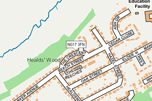 NG17 3FN map - OS OpenMap – Local (Ordnance Survey)