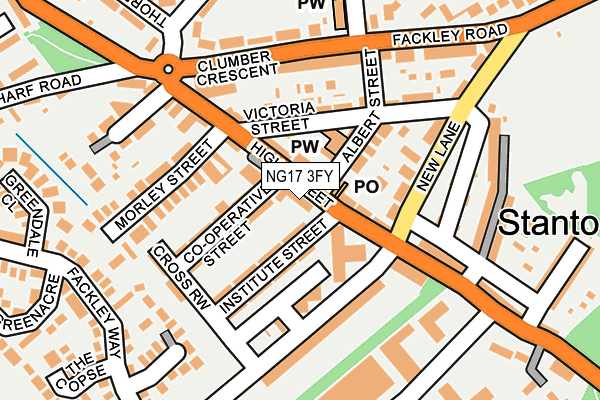 NG17 3FY map - OS OpenMap – Local (Ordnance Survey)