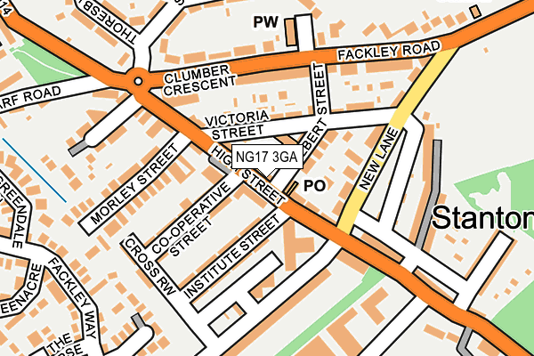 NG17 3GA map - OS OpenMap – Local (Ordnance Survey)
