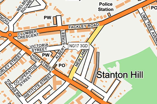 NG17 3GD map - OS OpenMap – Local (Ordnance Survey)