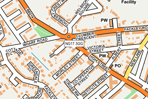 NG17 3GG map - OS OpenMap – Local (Ordnance Survey)