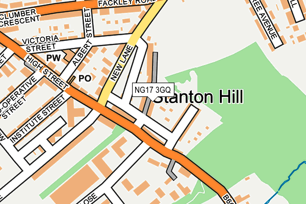 NG17 3GQ map - OS OpenMap – Local (Ordnance Survey)