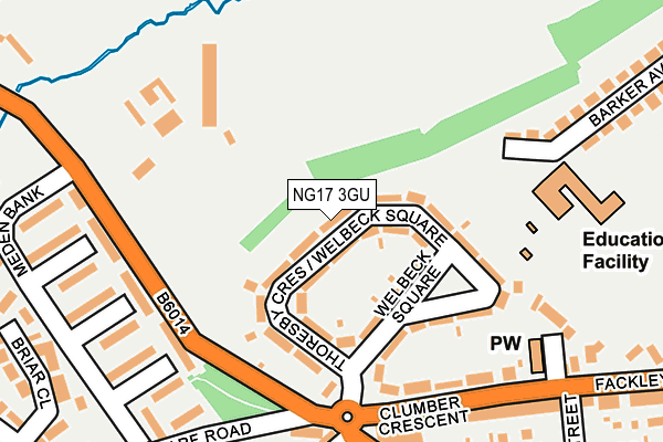 NG17 3GU map - OS OpenMap – Local (Ordnance Survey)