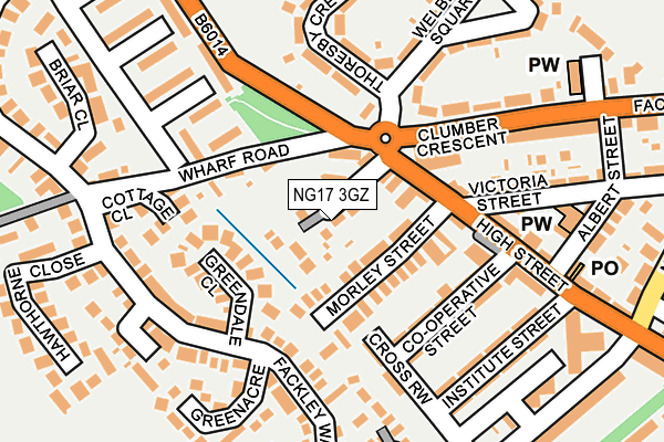 NG17 3GZ map - OS OpenMap – Local (Ordnance Survey)