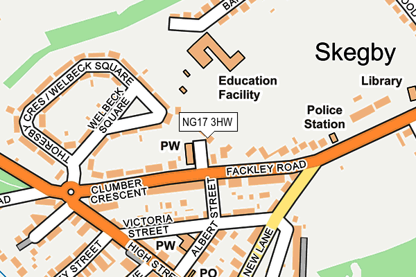 NG17 3HW map - OS OpenMap – Local (Ordnance Survey)