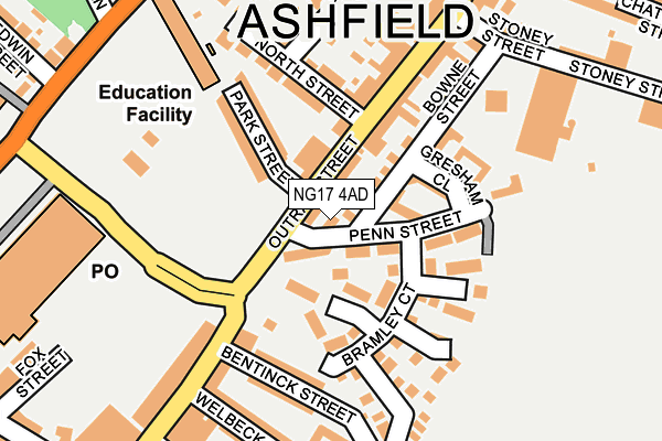 NG17 4AD map - OS OpenMap – Local (Ordnance Survey)