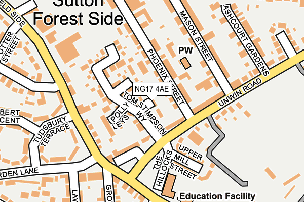 NG17 4AE map - OS OpenMap – Local (Ordnance Survey)