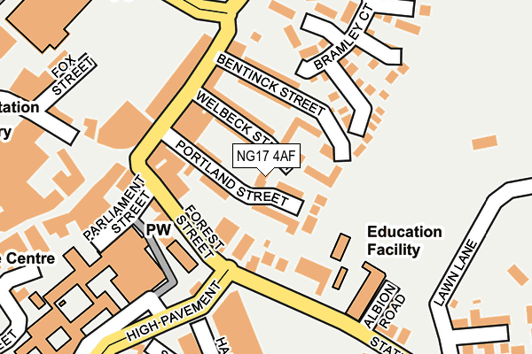 NG17 4AF map - OS OpenMap – Local (Ordnance Survey)