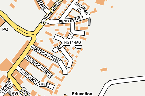 NG17 4AG map - OS OpenMap – Local (Ordnance Survey)