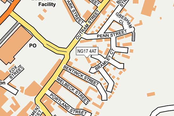 NG17 4AT map - OS OpenMap – Local (Ordnance Survey)