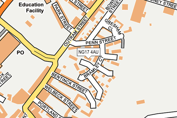 NG17 4AU map - OS OpenMap – Local (Ordnance Survey)