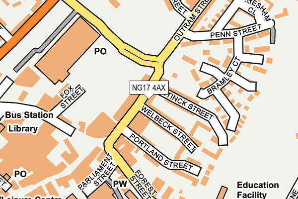 NG17 4AX map - OS OpenMap – Local (Ordnance Survey)