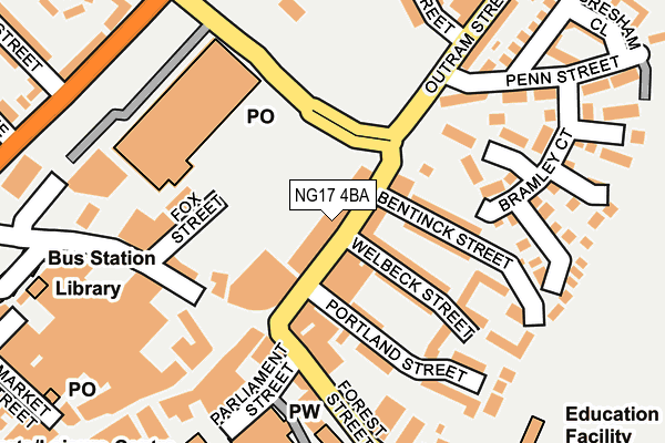 NG17 4BA map - OS OpenMap – Local (Ordnance Survey)