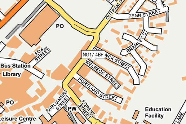 NG17 4BF map - OS OpenMap – Local (Ordnance Survey)