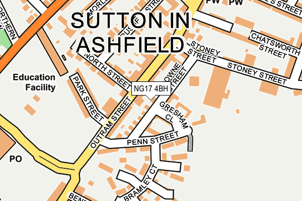 NG17 4BH map - OS OpenMap – Local (Ordnance Survey)