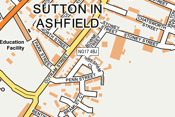 NG17 4BJ map - OS OpenMap – Local (Ordnance Survey)