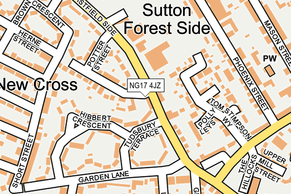 NG17 4JZ map - OS OpenMap – Local (Ordnance Survey)