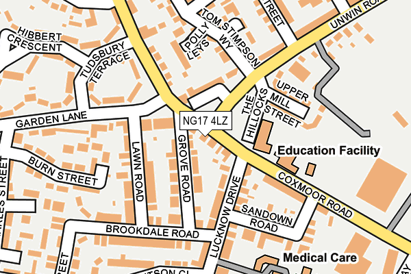 NG17 4LZ map - OS OpenMap – Local (Ordnance Survey)