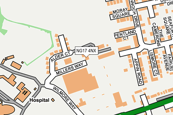 NG17 4NX map - OS OpenMap – Local (Ordnance Survey)