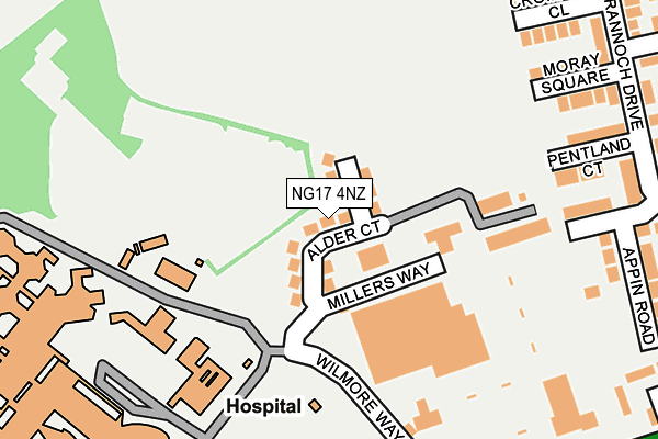 NG17 4NZ map - OS OpenMap – Local (Ordnance Survey)