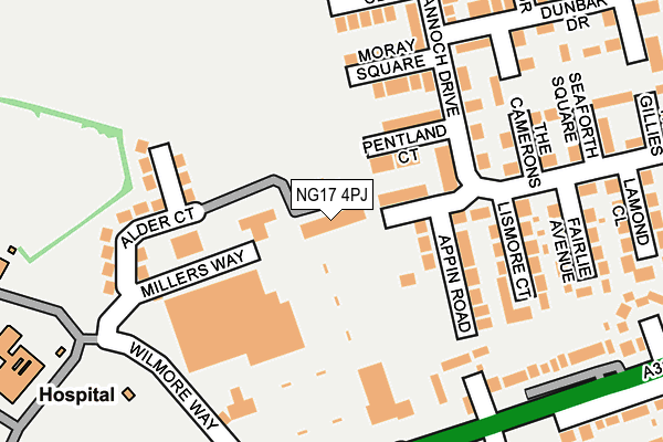 NG17 4PJ map - OS OpenMap – Local (Ordnance Survey)
