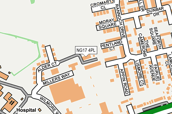 NG17 4PL map - OS OpenMap – Local (Ordnance Survey)