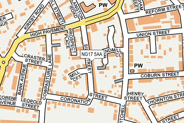 NG17 5AA map - OS OpenMap – Local (Ordnance Survey)