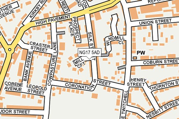 NG17 5AD map - OS OpenMap – Local (Ordnance Survey)