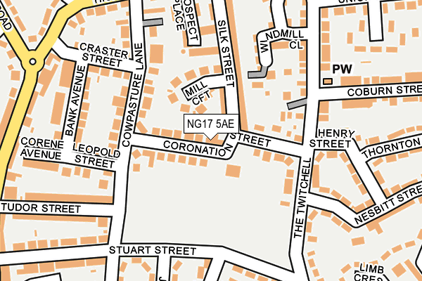 NG17 5AE map - OS OpenMap – Local (Ordnance Survey)