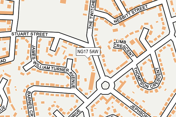 NG17 5AW map - OS OpenMap – Local (Ordnance Survey)