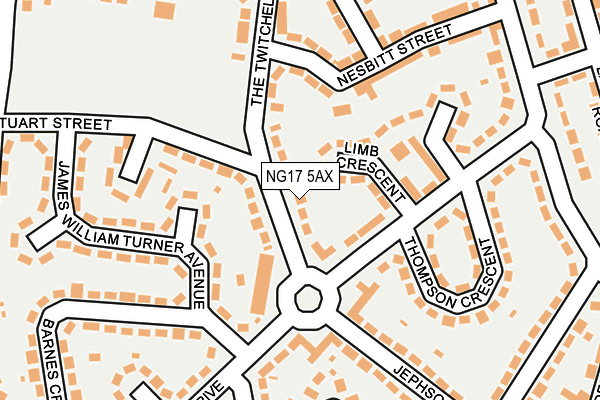 NG17 5AX map - OS OpenMap – Local (Ordnance Survey)