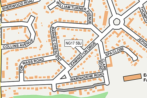 NG17 5BJ map - OS OpenMap – Local (Ordnance Survey)