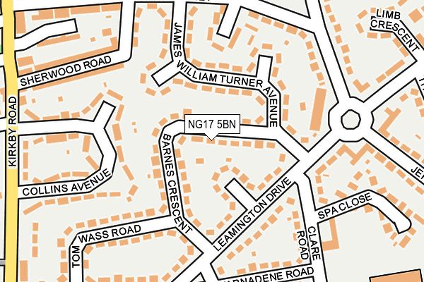 NG17 5BN map - OS OpenMap – Local (Ordnance Survey)