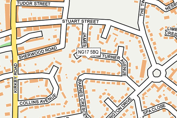 NG17 5BQ map - OS OpenMap – Local (Ordnance Survey)
