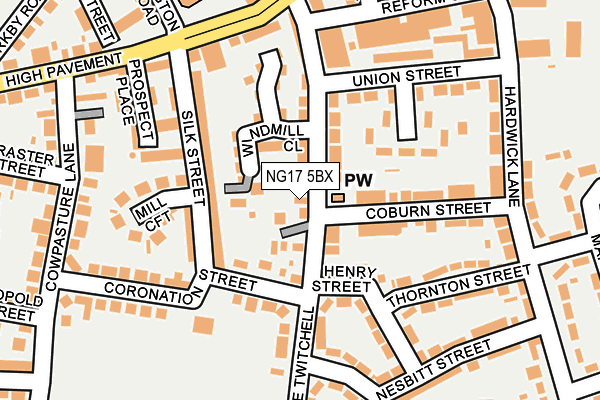 NG17 5BX map - OS OpenMap – Local (Ordnance Survey)