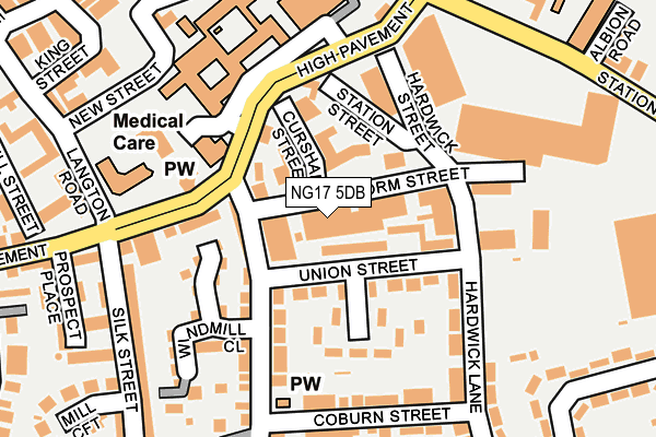 NG17 5DB map - OS OpenMap – Local (Ordnance Survey)