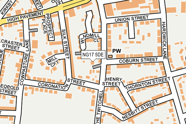 NG17 5DE map - OS OpenMap – Local (Ordnance Survey)
