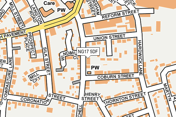 NG17 5DF map - OS OpenMap – Local (Ordnance Survey)