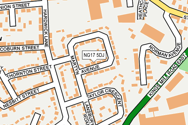 NG17 5DJ map - OS OpenMap – Local (Ordnance Survey)