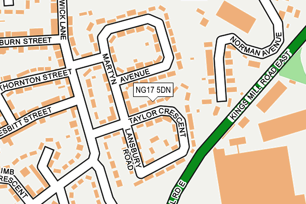 NG17 5DN map - OS OpenMap – Local (Ordnance Survey)