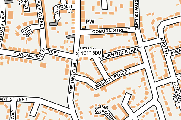 NG17 5DU map - OS OpenMap – Local (Ordnance Survey)
