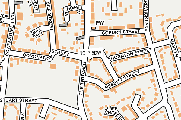 NG17 5DW map - OS OpenMap – Local (Ordnance Survey)