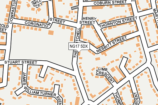 NG17 5DX map - OS OpenMap – Local (Ordnance Survey)