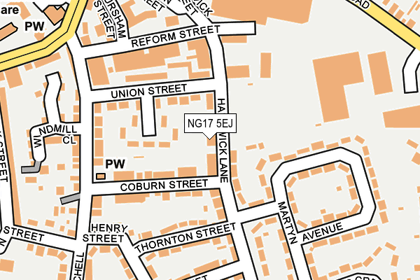 NG17 5EJ map - OS OpenMap – Local (Ordnance Survey)