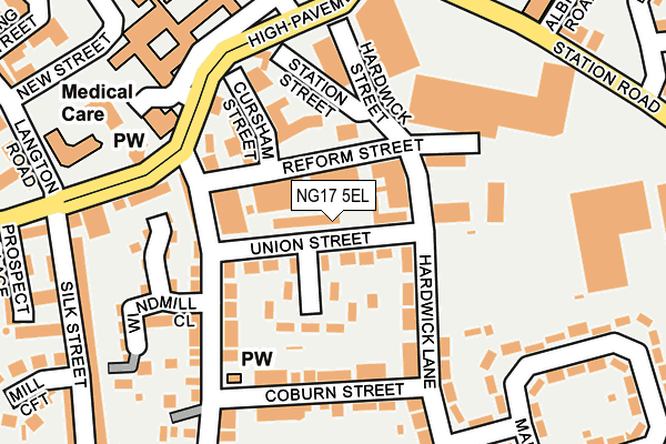 NG17 5EL map - OS OpenMap – Local (Ordnance Survey)