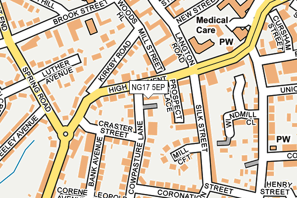 NG17 5EP map - OS OpenMap – Local (Ordnance Survey)