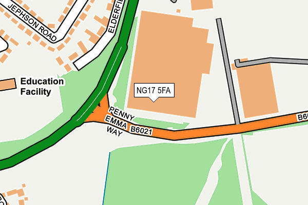 NG17 5FA map - OS OpenMap – Local (Ordnance Survey)