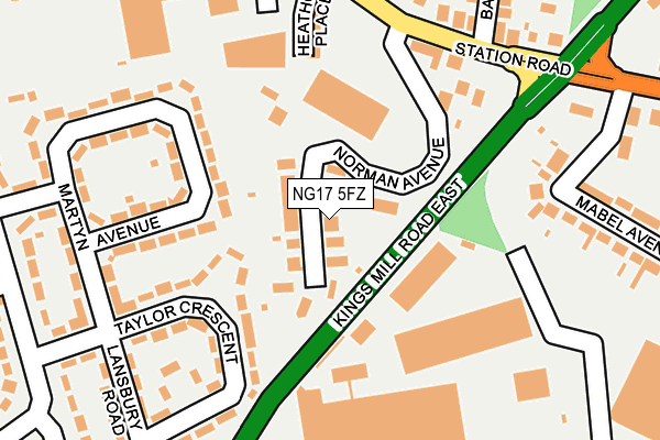 NG17 5FZ map - OS OpenMap – Local (Ordnance Survey)